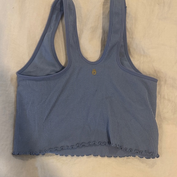 Blue Ribbed Crop Top - Picture 4 of 5